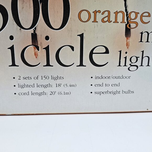 Orange Mini Icicle Christmas Lights 300 Mini Bulbs Indoor Outdoor 18 in OPEN BOX - Picture 2 of 10